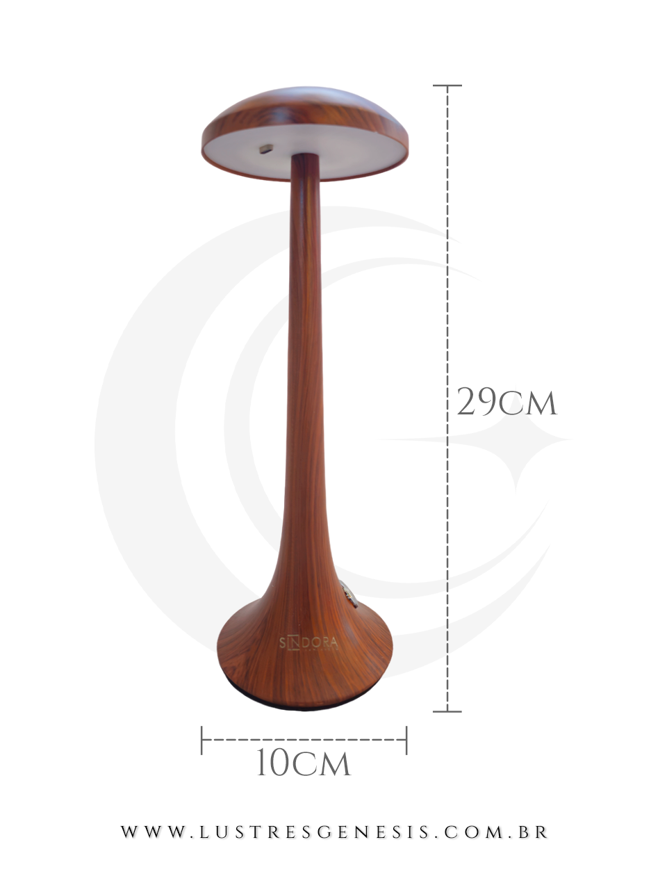 Medidas do Abajur Recarregável USB de Tabaco Cognac